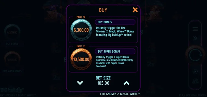 Fire Gnomes 2 Magic Wheel - bonuskoopmenu